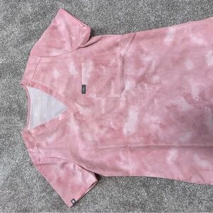 Pink Tie-Dye Scrub Top